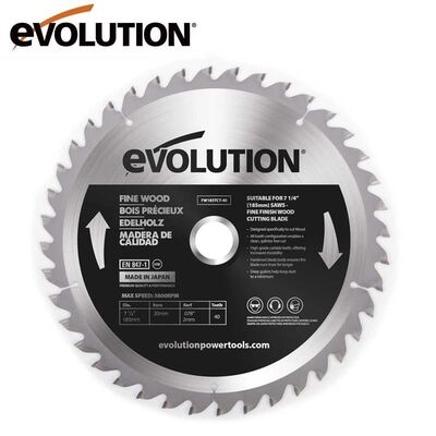 Evolution FW185TCT-40 Fine Wood Mitre/Circular Saw Blade 40T, 185mm