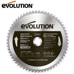 EVOLUTION - Evolution FW255TCT-60 Fine Wood Blade 60T, 255mm