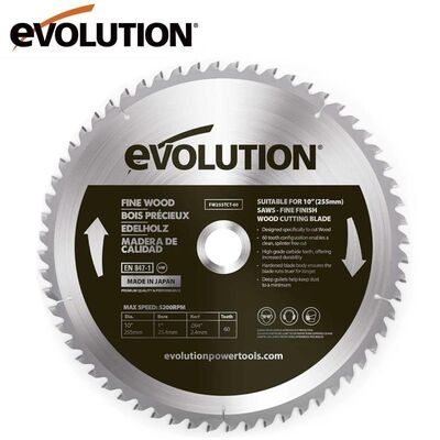 Evolution FW255TCT-60 Fine Wood Blade 60T, 255mm