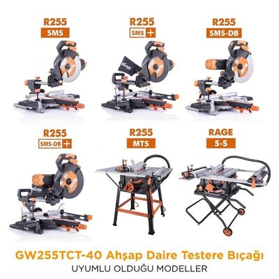 Evolution GW255TCT-40 Ahşap Daire Testere Bıçağı, 255mm