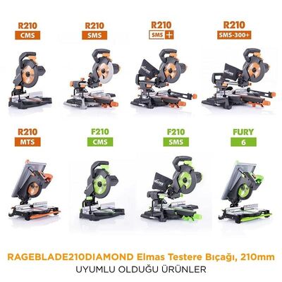 Evolution RAGEBLADE210DIAMOND Elmas Testere Bıçağı, 210mm