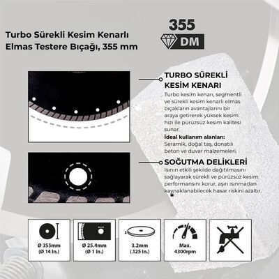 Evolution RAGEBLADE355DIAMOND Elmas Testere Bıçağı, 355mm