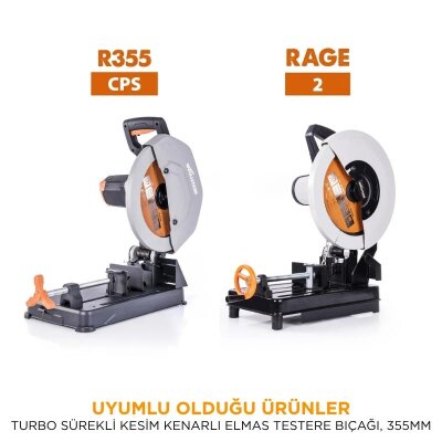 Evolution RAGEBLADE355DIAMOND Elmas Testere Bıçağı, 355mm - 5