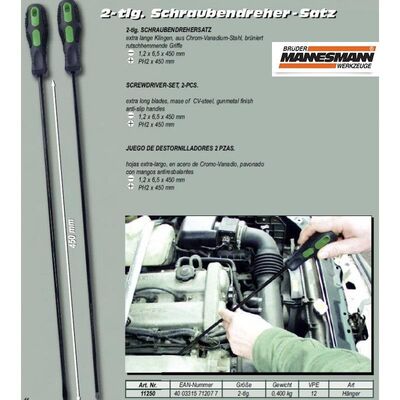 Mannesmann 11250 Extended Screwdriver Set, 2 Pcs