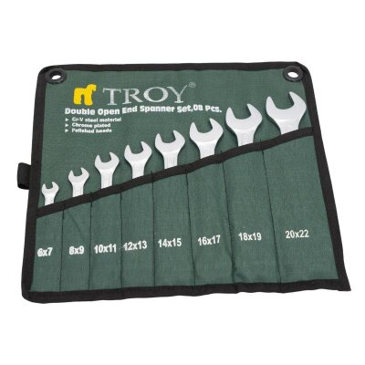 TROY 21508 Açık Ağız Anahtar Takımı (8 Parça, 6-22mm) - 1