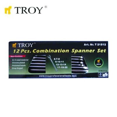 TROY 21512 Combination Spanner Set - 12Pcs, 6-22mm - 5