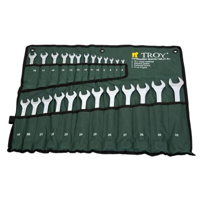 TROY 21525 Combination Spanner Set - 25Pcs, 6-32mm - 1