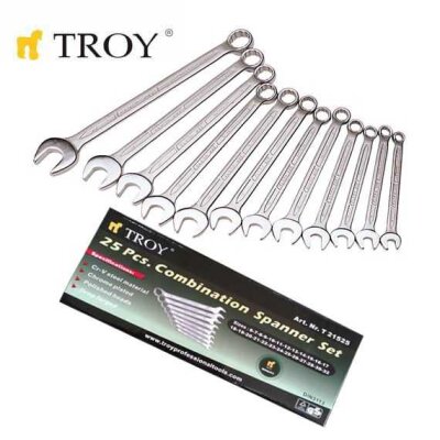 TROY 21525 Combination Spanner Set - 25Pcs, 6-32mm - 6