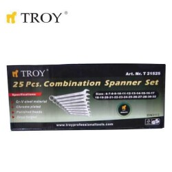 TROY 21525 Combination Spanner Set - 25Pcs, 6-32mm - 7
