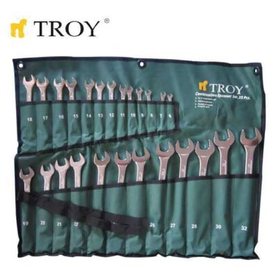 TROY 21525 Combination Spanner Set - 25Pcs, 6-32mm - 8