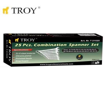 TROY 21525 Combination Spanner Set - 25Pcs, 6-32mm - 9