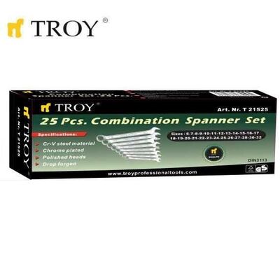 TROY 21525 Kombine Anahtar Takımı (25 Parça, 6-32mm) TROY 21525 Kombine Anahtar Takımı (25 Parça, 6-32mm)
