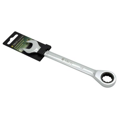 TROY 21719 Combination Wrench with Ratchet, 19mm - 2