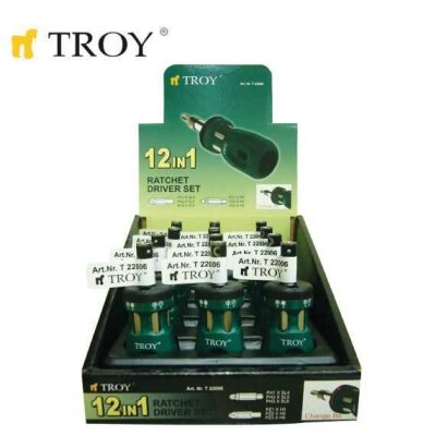 TROY 22006 Stubby Ratchet Bits Set - 3