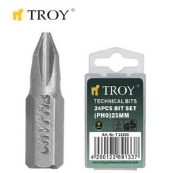 TROY - TROY 22200 Cr-V Bits Set, PH0x25mm, 24 Pcs