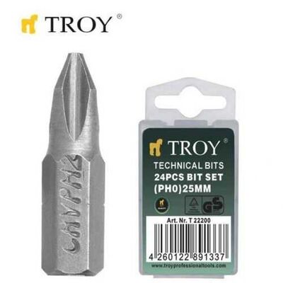 TROY 22200 Bits Uç Seti (PH0x25mm, 24 Adet)