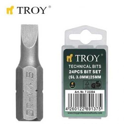 TROY - TROY 22204 Cr-V Bits Set, SL 3,0x25mm, 24 Pcs