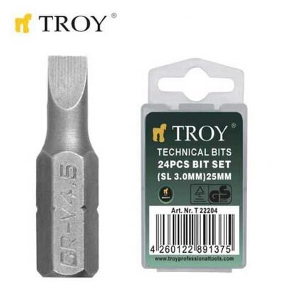 TROY 22206 Bits Uç Seti (Düz 4,5x25mm, 24 Adet)