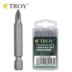 TROY 22222 Cr-V Bits Set, PH2x50mm, 12 Pcs