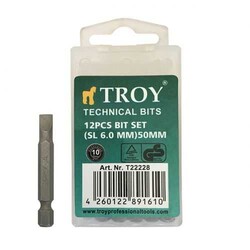 TROY - TROY 22228 Cr-V Bits Set, SL 6,0x50mm, 12 Pcs