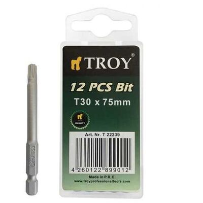 TROY 22239 Torx Bits Uç Seti (T30x75mm, 10Adet)