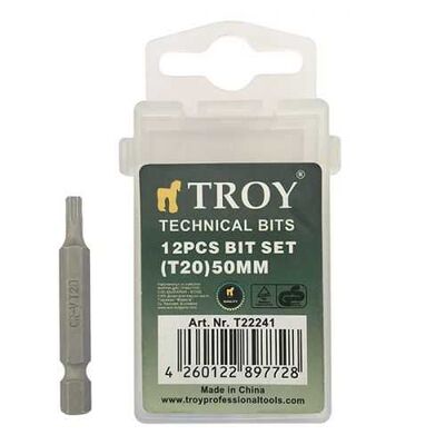 TROY 22241 Torx Bits Uç Seti (T20x50mm, 12 Adet)