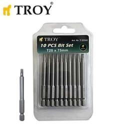 TROY 22242 Torx Bits Set, T 20x75mm, 10 Pcs