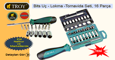 TROY 22316 Bits Uçlu Lokma Tornavida Seti, 16 Parça