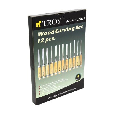 TROY 25004 Ahşap Oyma Bıçak Seti, 12 Parça - 16