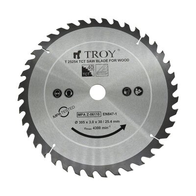 TROY 25254 Ahşap Dairesel Testere Bıçağı Ø305mm x 40T - 1