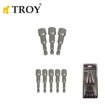 TROY 26133 Magnetic Nut Drive, 1/4", 8 Pcs - 1