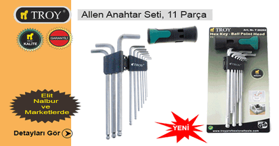 TROY 26202 Allen Anahtar Seti (Bilya başlı, 11 Parça)
