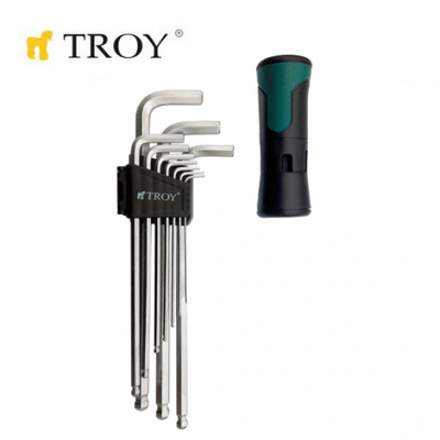 TROY 26202 Allen Anahtar Seti (Bilya başlı, 11 Parça)