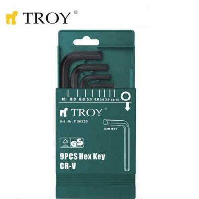 TROY 26220 Hex Key Set, 9 Pcs TROY 26220 Hex Key Set, 9 Pcs