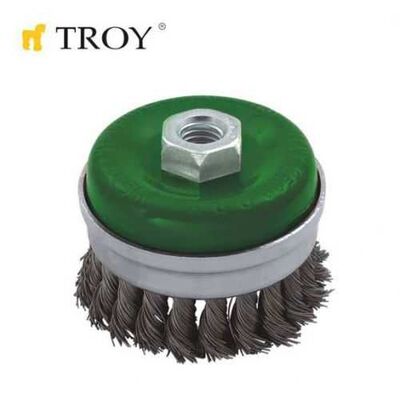 TROY 27708-100 Twist Knotted Cup Brush with Ring, 100mm