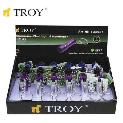 TROY 28087 Mini LED El Feneri ve Anahtarlık (24 Adet, Standlı)