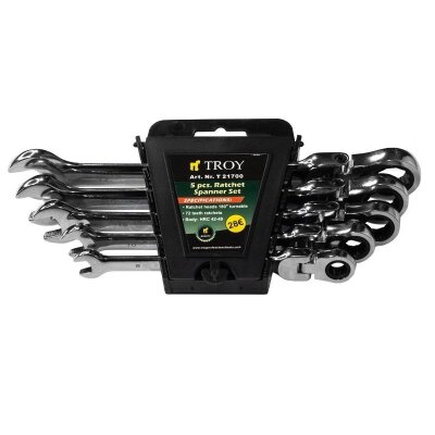 TROY 21700 Ratchet Spanner Set with Swivel Heads, 5 Pcs - 5