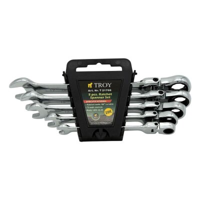 TROY 21700 Ratchet Spanner Set with Swivel Heads, 5 Pcs - 1