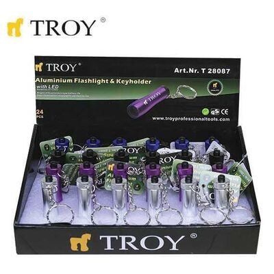 TROY 28087 Mini Flashlight with Keychain, 24 Pcs