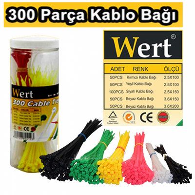 WERT 2430 Kablo Bağı Seti, 300 Parça WERT 2430 Kablo Bağı Seti, 300 Parça