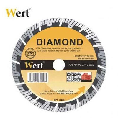 WERT 2713-115 Segmented Turbo Diamond Saw Blade, 115mm